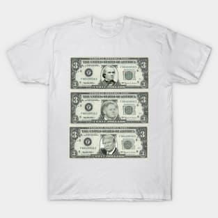 Impeached Presidents on Three Dollar Bills T-Shirt